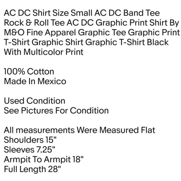 AC DC Shirt Size Small AC DC Band Tee Rock & Roll Tee AC DC Graphic Print Shirt - Picture 2 of 7